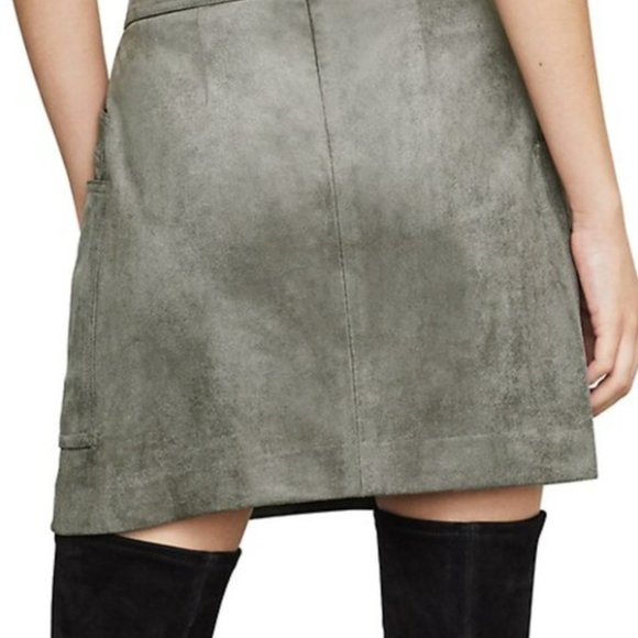 NWT BCBGMAXAZRIA Faux Suede Utility Mini Skirt - Picture 3 of 7